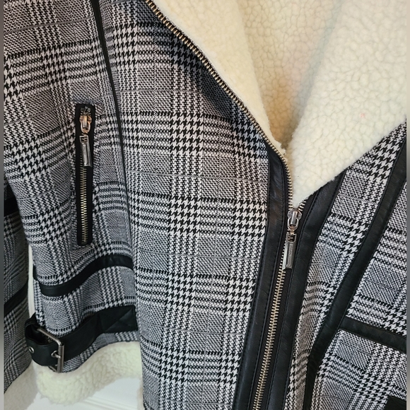 JouJou Woman's Moto Jacket, Size: XL Color: Grey and White - Picture 4 of 16